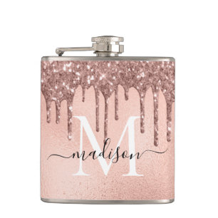 Flasques Rose Gold Métallisé Rose Clair Paillettes Coulante