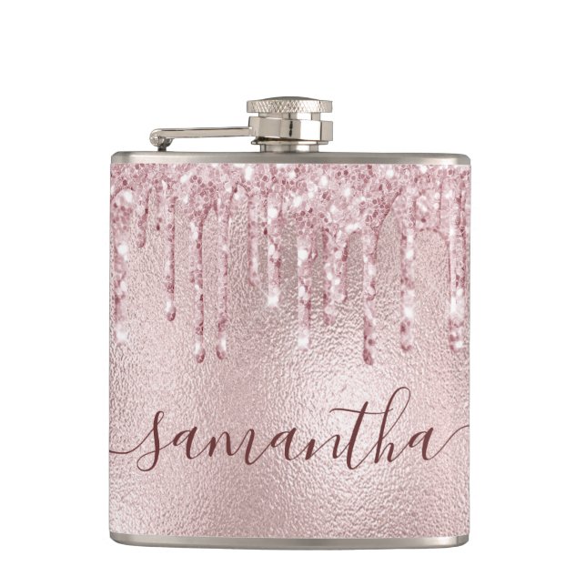 Flasques Rose gold rose monogramme enterrement de vie de je (Devant)
