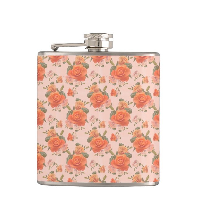 Flasques rose pink orange floral pattern wedding spring (Devant)