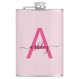 Flasques Rose vif Monogramme Fête de jeune fille Bacheloret