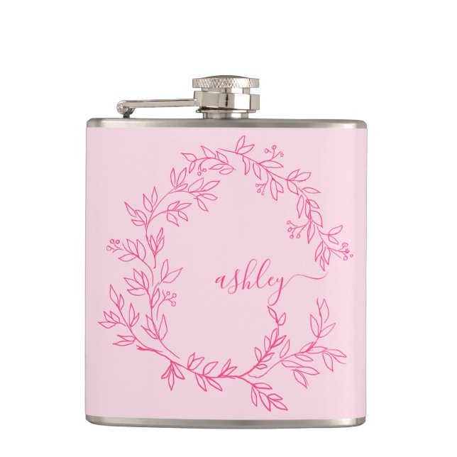 Flasques Rose vif Monogramme Fête de jeune fille Bacheloret (Devant)