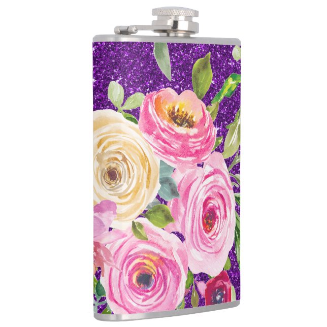 Flasques Roses d'aquarelle en Parties scintillant rose et c (Droite)