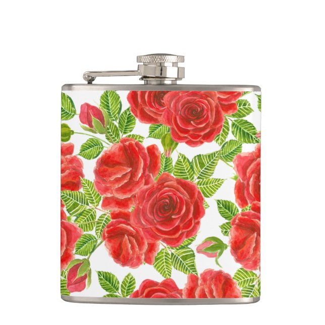 Flasques Roses rouges aquarelle transparente motif (Devant)