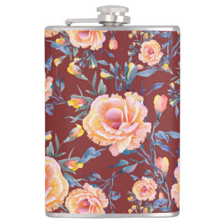 Flasques Roses, sans soudure, motif arrière - plan rouge