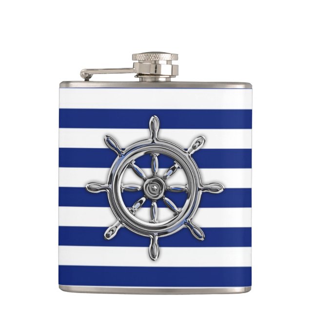 Flasques Roue nautique Chrome sur les rayures de marine (Devant)