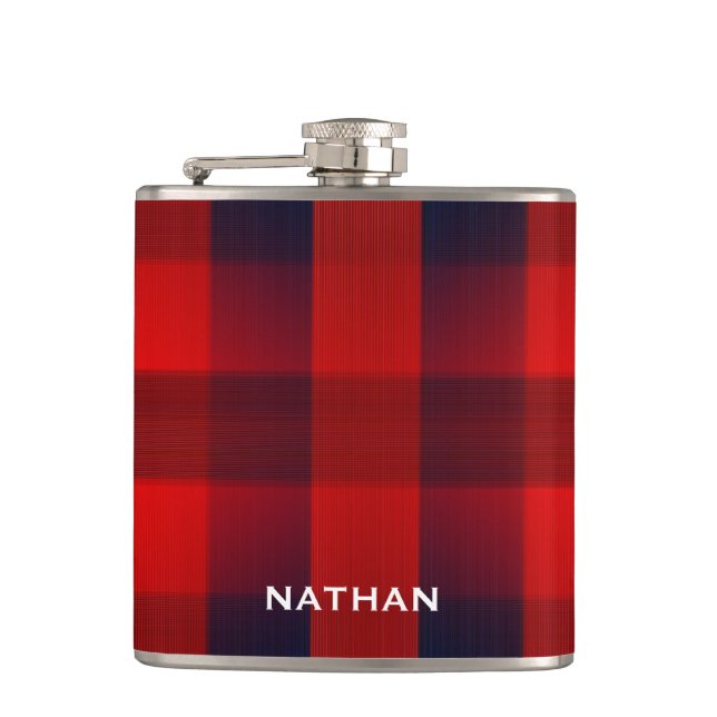 Flasques Rouge Bokeh Buffalo Plaid Personnalisé (Devant)