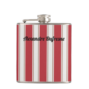 Flasques Rouge Classique, Blanc et Rayures de Souris Mocha
