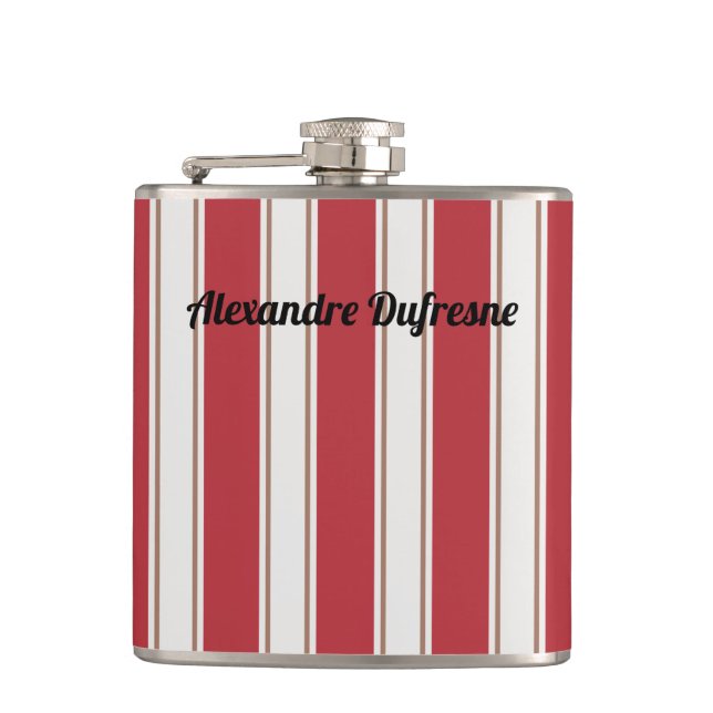 Flasques Rouge Classique, Blanc et Rayures de Souris Mocha (Devant)