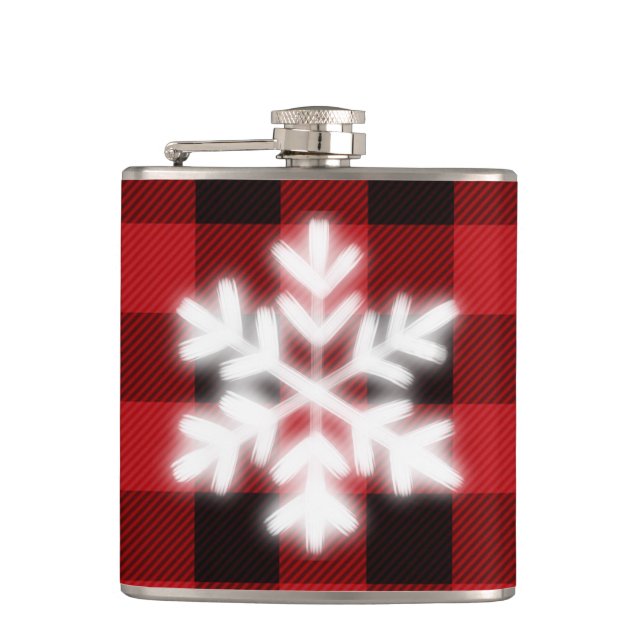 Flasques Rouge classique noir plaid motif mignon flocon (Devant)