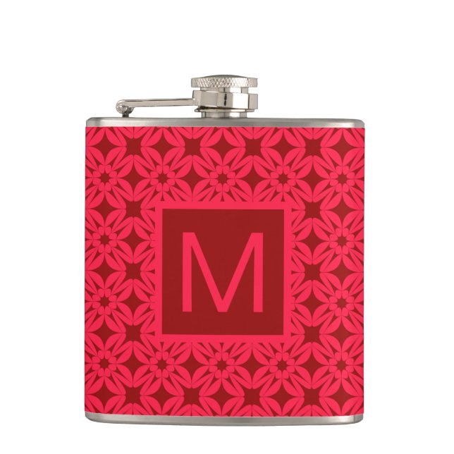 Flasques Rouge vif motif orné monogrammé (Devant)