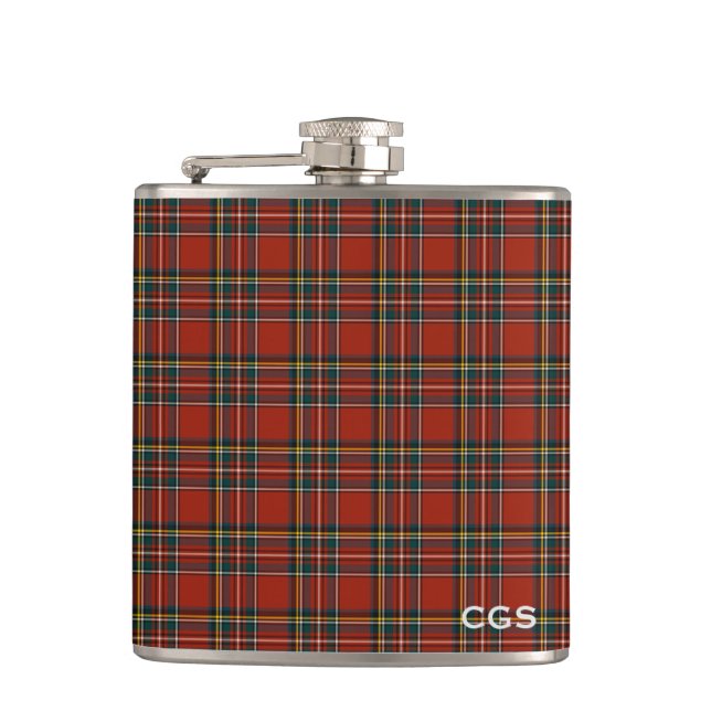 Flasques Royal Stewart Tartan Red Scottish Plaid Monogramme (Devant)