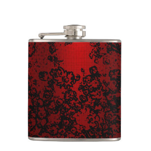 Flasques Ruby red black stylish floral vibrant élégant