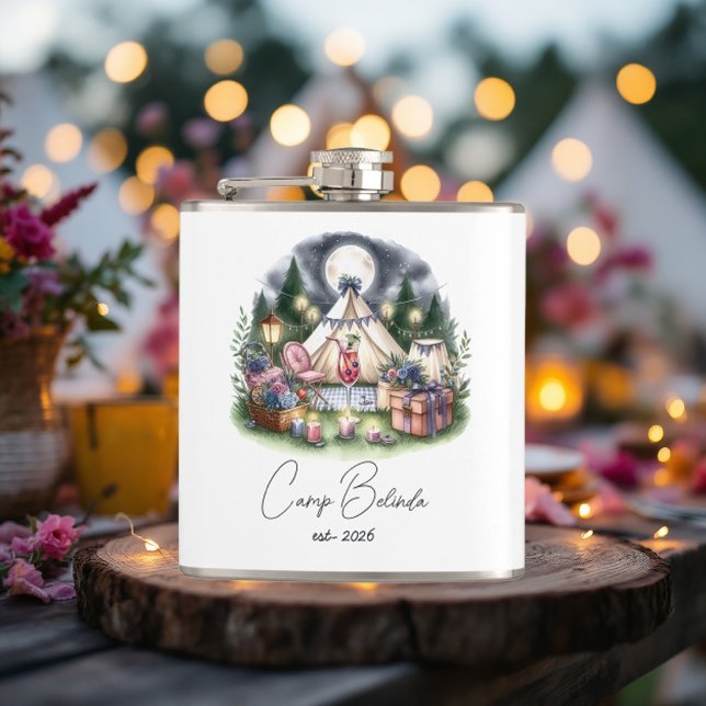 Flasques Rustic Camp Bride Fête Personnalisée Favoriser (Rustic Camp Bride Personalized Party Favor Flask)