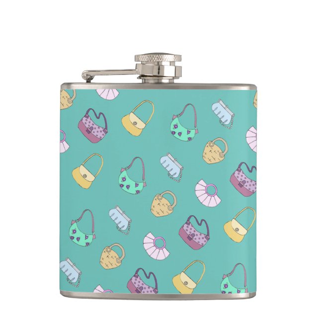 Flasques Sacs à main mignonne Doodles Motif Turquoise (Devant)