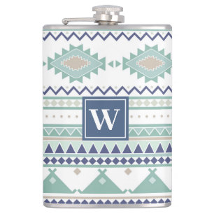 Flasques Sage & Navy Blue Native American Motif