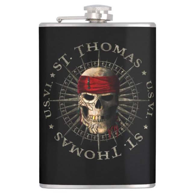Flasques Saint Thomas USVI Pirate Skull (Devant)