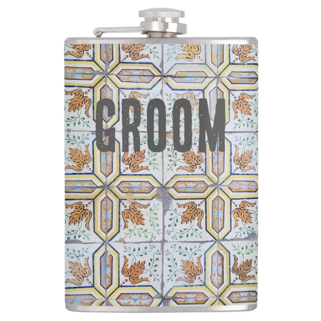 Flasques Salle de carreaux Vintage bleu portugais (Devant)