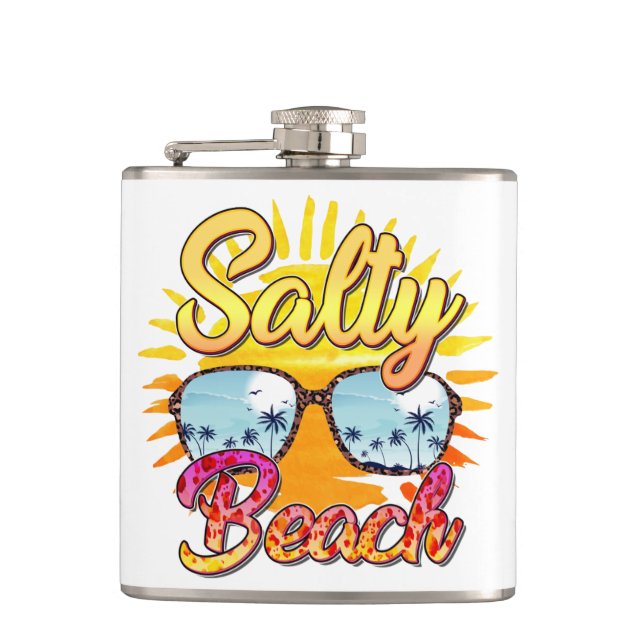 Flasques Salty Beach | Soleil et palmier tropicaux (Devant)