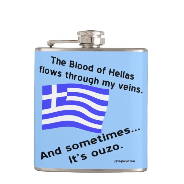 Flasques Sang d'Hellas et Ouzo (Devant)