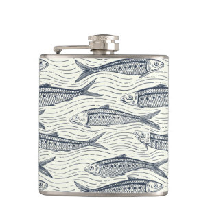 Flasques Sardines en mouvement en bleu marine et ivoire