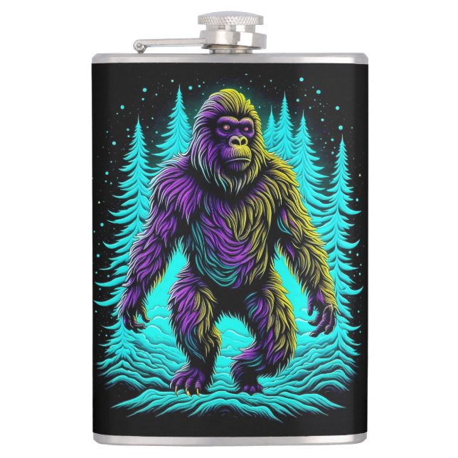 Flasques Sasquatch Bigfoot en Turquoise et noir (Devant)