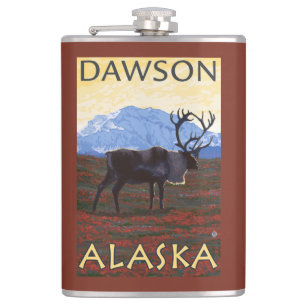 Flasques Scène de caribou - Dawson, Alaska