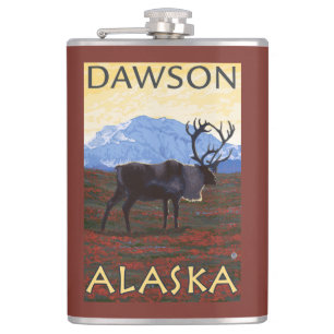 Flasques Scène de caribou - Dawson, Alaska
