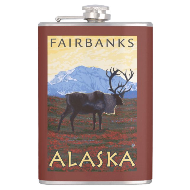 Flasques Scène de caribou - Fairbanks, Alaska (Devant)