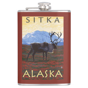 Flasques Scène de caribou - Sitka, Alaska