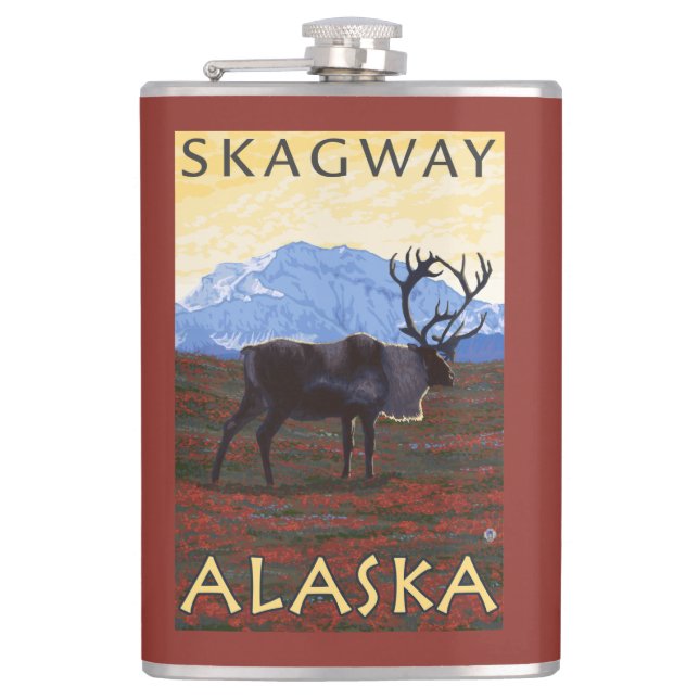 Flasques Scène de caribou - Skagway, Alaska (Devant)