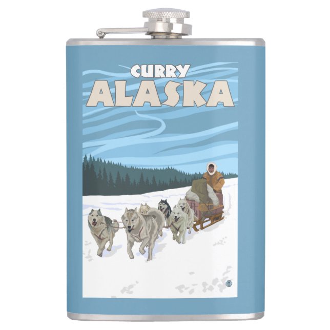Flasques Scène Sledding de chien - cari, Alaska (Devant)