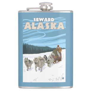 Flasques Scène Sledding de chien - Seward, Alaska