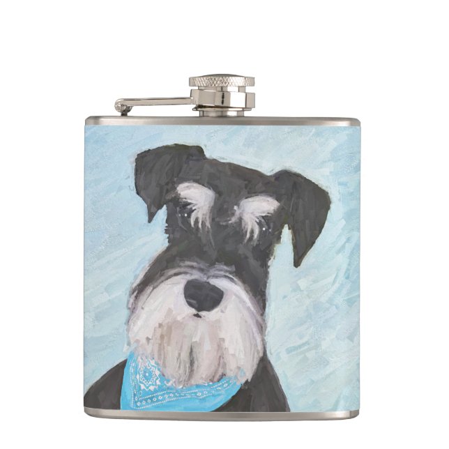 Flasques Schnauzer (Miniature) Peinture - Chien original mi (Devant)