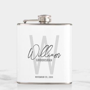 Flasques Script moderne Nom du Groomsman personnalisé