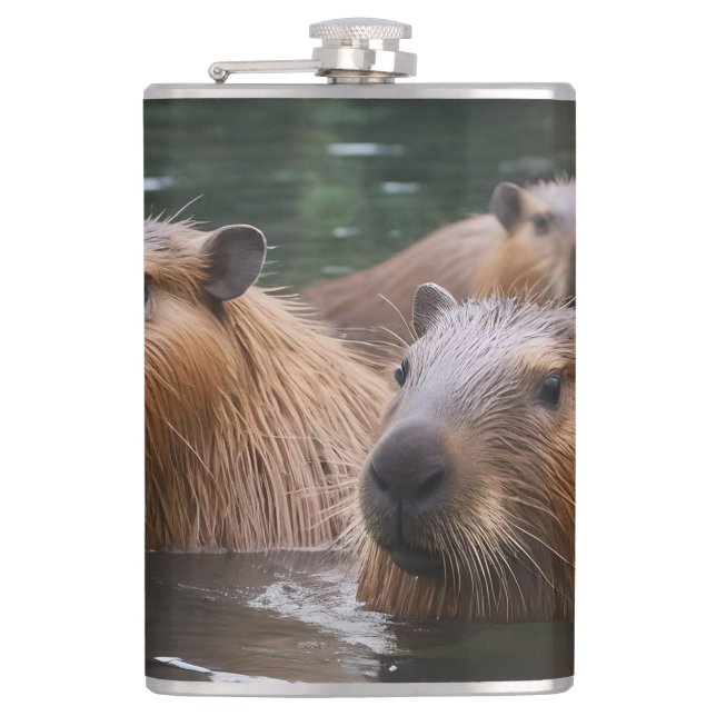 Flasques "Sérénité de la rivière : Capybaras nage dans le f (Devant)