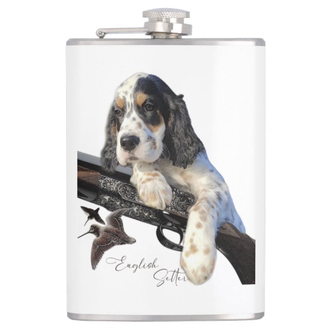 Flasques Setter anglais, mignon chiot café Mug (Devant)