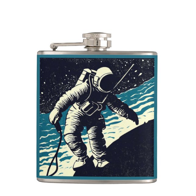 Flasques SF - Astronaut sur Spacewalk Woodcut 2 (Devant)