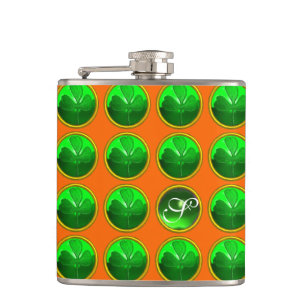 Flasques SHAMROCK VERT JEWEL Saint Patrick's Day Monogram
