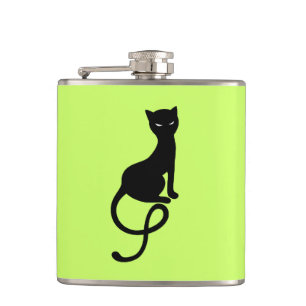 Flasques Silhouette mauvaise aimable de chat - vert noir de