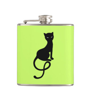 Flasques Silhouette mauvaise aimable de chat - vert noir de