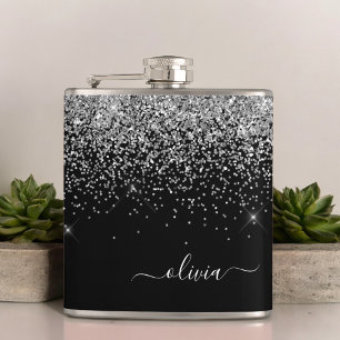 Flasques Silver Black Girl Parties scintillant étincelante