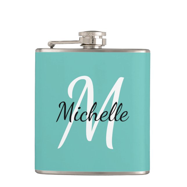 Flasques Simple Monogramme Bleu Clair (Devant)