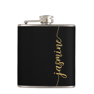 Flasques Simple Signature De Nom Féminin En Or Noir Monogra