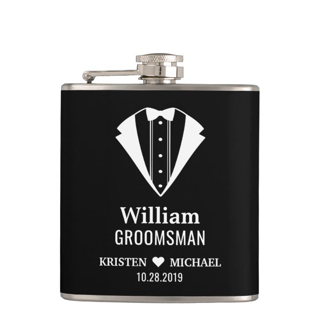 Flasques Simply Classy Tuxedo Suit Mariage Groom Groomsman (Devant)