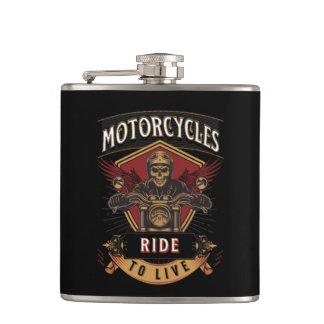 Flasques Skull Ride Cycles moteurs, Ride To Live