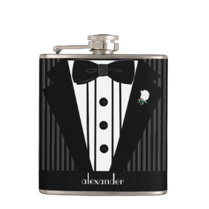 Flasques Smoking-Mariage noir et gris de rayure de Pin