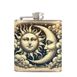 Flasques Soleil et Lune Célestes Vintage