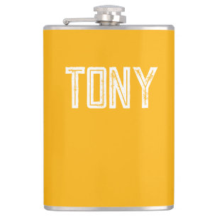 Flasques Solide Neon brillant Orange Nom personnalisé Monog