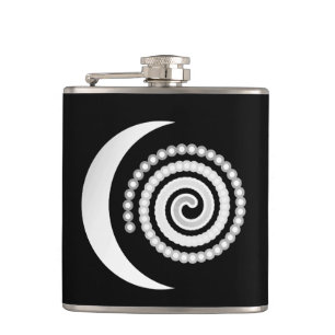 Flasques Spirale de lune d'argent sur noir