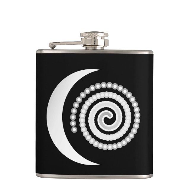 Flasques Spirale de lune d'argent sur noir (Devant)